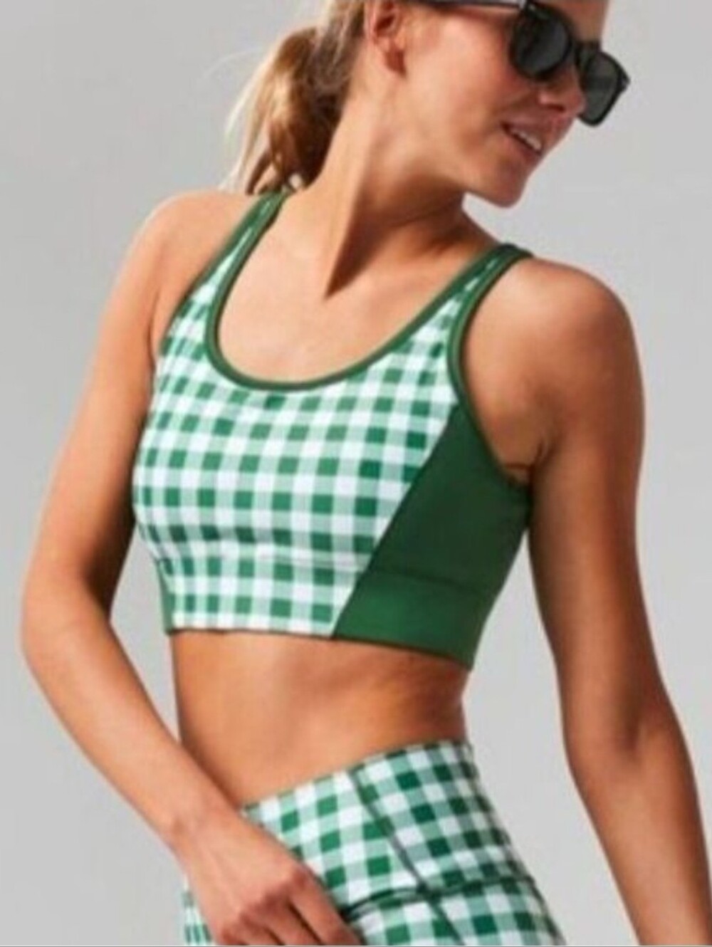 Nwt Tuckernuck Green Trellis Gingham Sports Bra Size Small